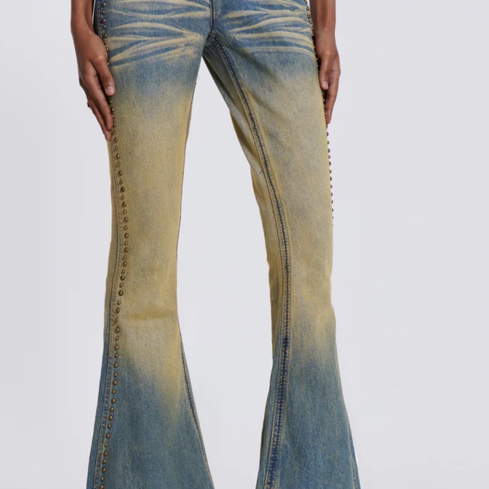 Jaded London Demure Studded Flare Jeans